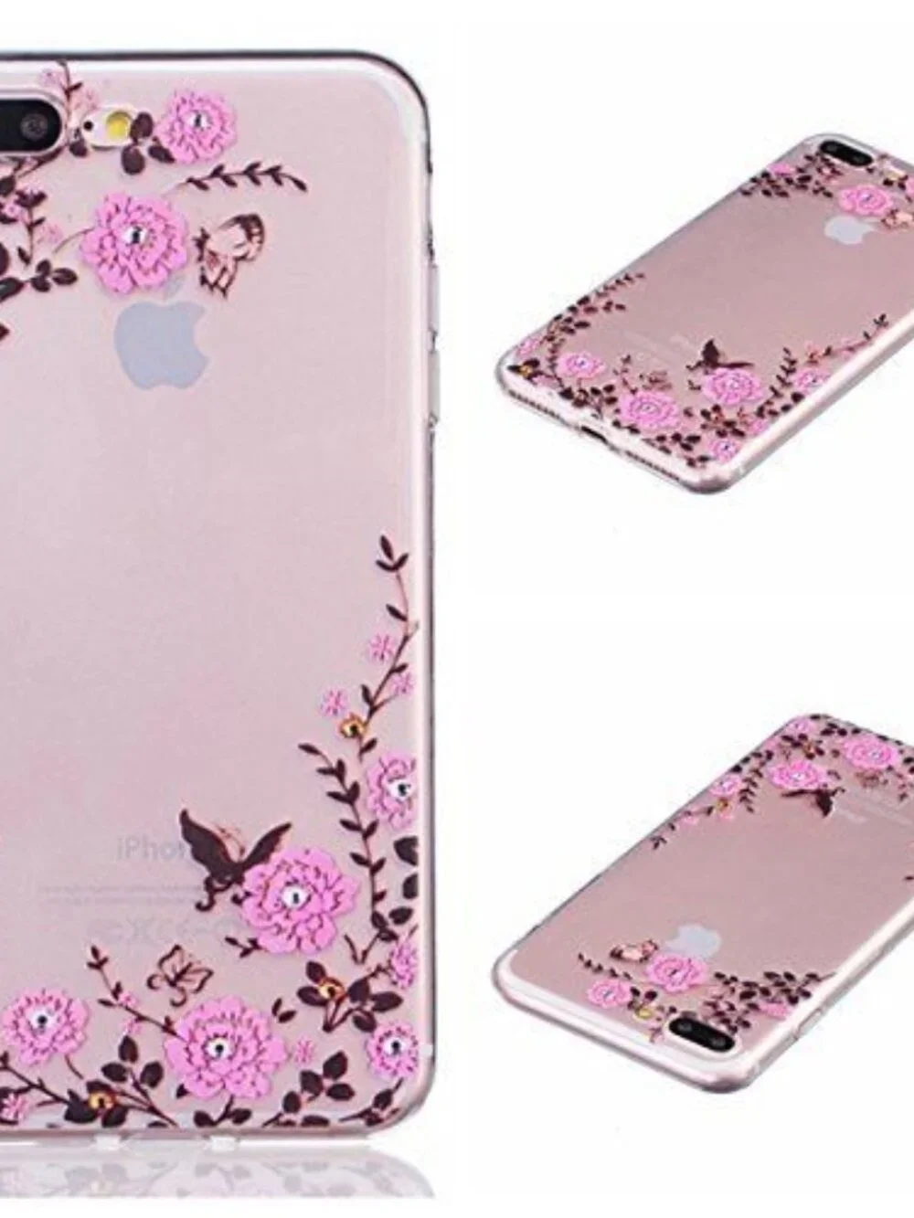 Lot of 5 iPhone 7/8 Plus Cases Hybrid Clear Back Flexible FREE Screen Protectors